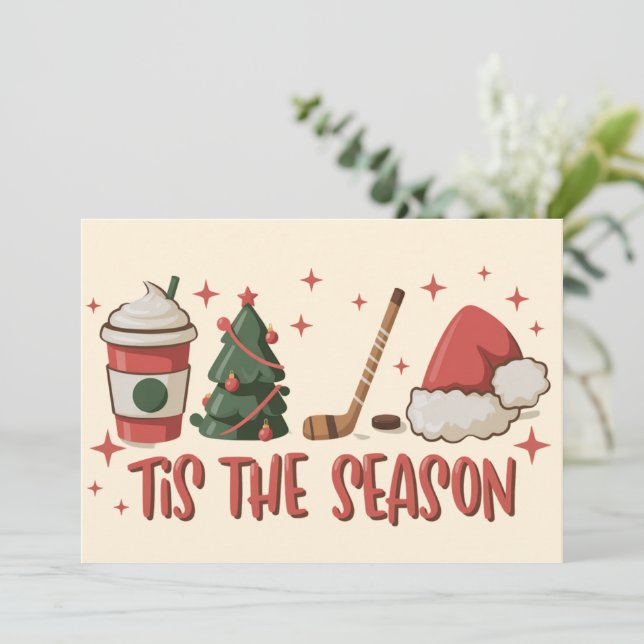 Tarjeta Festiva Este es el feriado deportivo de hockey de invierno (Anverso de pie)