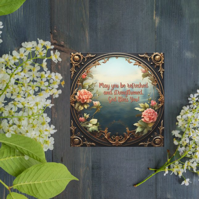 Tarjeta Festiva Este hermoso paisaje con marco floral (Subido por el creador)