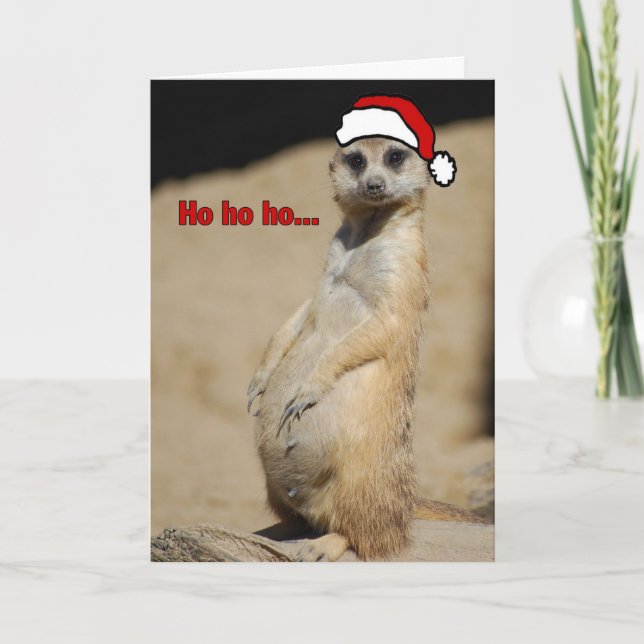 Tarjeta Festiva Este Meerkat Santa Momma embarazada (Anverso)