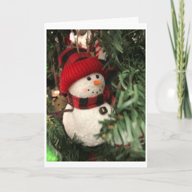 TARJETA FESTIVA ESTE PEQUEÑO SNOWMAN QUIERE DECIR *FELIZ NAVIDAD* (Anverso)