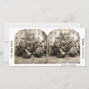 Tarjeta Festiva Esterovisión vintage - Navidades cerca del árbol