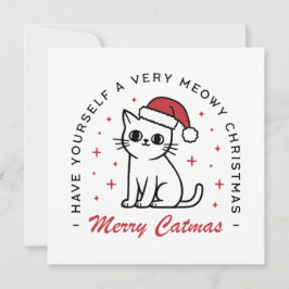 Tarjeta Festiva Estética del gato de Merry Catmas Navidades