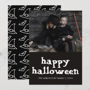 Tarjeta Festiva Estética Moderna de Bruja para Foto Familiar de Ha