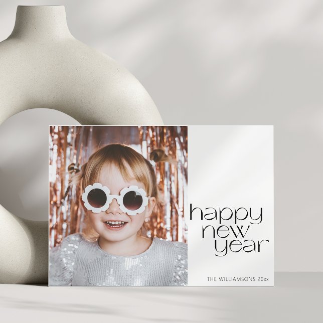 Tarjeta Festiva Estética Retro Blanco Negro Foto Mínima Año Nuevo (Subido por el creador)
