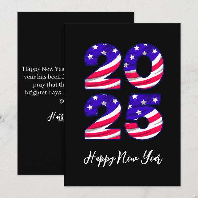 Tarjeta Festiva Estilo americano sencillamente feliz año nuevo tar (Anverso / Reverso)