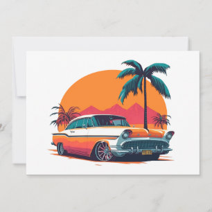 Tarjeta Festiva Estilo de crucero retro Lowrider puesta de sol vin