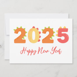 Tarjeta Festiva Estilo de Dino simple feliz año 2025