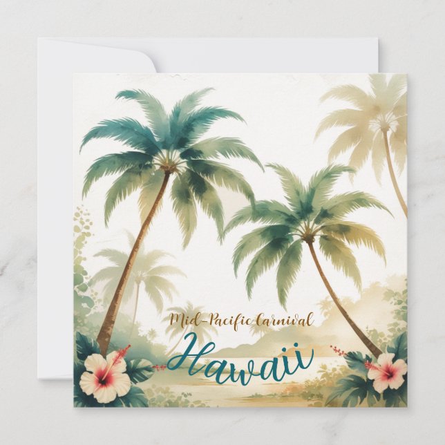 Tarjeta Festiva Estilo de época Hawai Viajes Honolulu (Anverso)