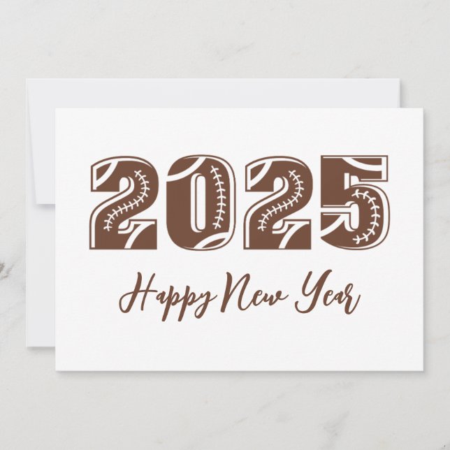 Tarjeta Festiva Estilo de fútbol simple feliz año 2025 (Anverso)
