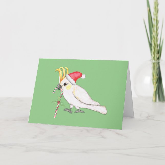 Tarjeta Festiva Estilo de los Navidades de cacatúa con azufre (Anverso)