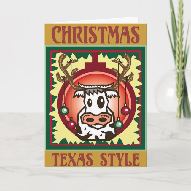 Tarjeta Festiva Estilo de NavidadTexas (Anverso)