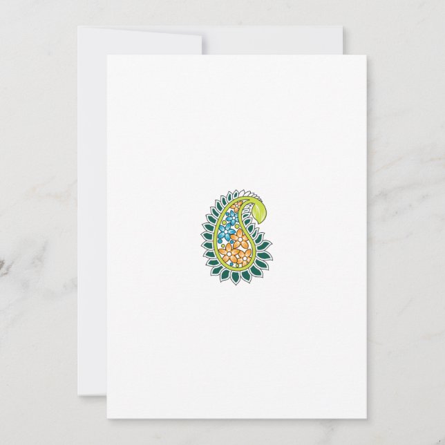 Tarjeta Festiva Estilo decorativo, verde azul oscuro, wattle (Anverso)