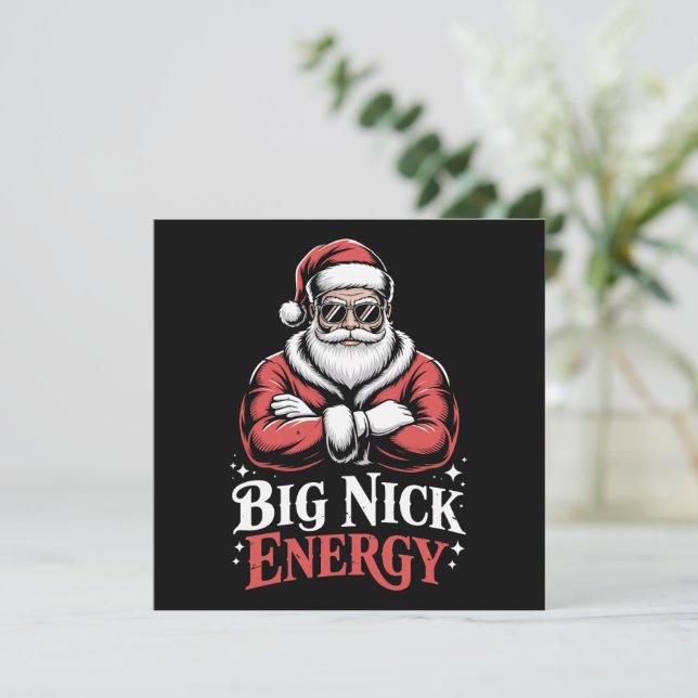 Tarjeta Festiva Estilo Gruñido Gran Energía de Nick Funny Santa Na (Anverso de pie)