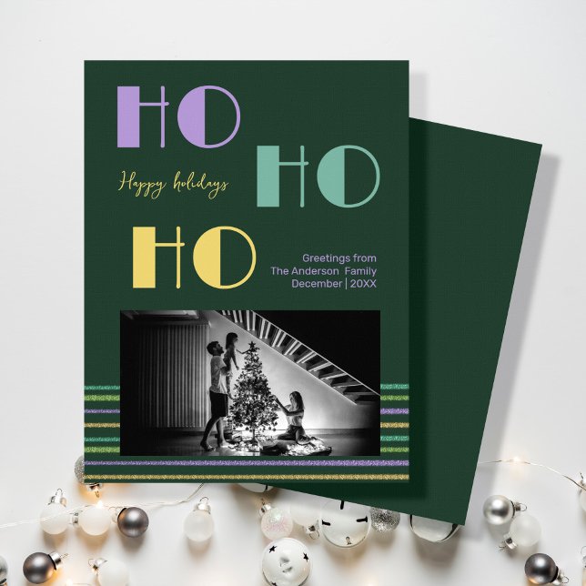 Tarjeta Festiva Estilo retro moderno HO-HO-HO verde (Subido por el creador)