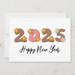 Tarjeta Festiva estilo retro sencillez feliz año 2025