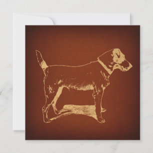 Tarjeta Festiva Estilo Rústico Antiguo Rústico de Perro Terrier Vi