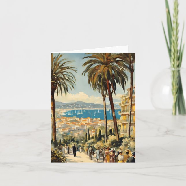 Tarjeta Festiva Estilo vintage Cannes Francés Viaje acuático (Anverso)