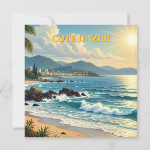 Tarjeta Festiva Estilo vintage Cote D'Azur Viajes Franceses