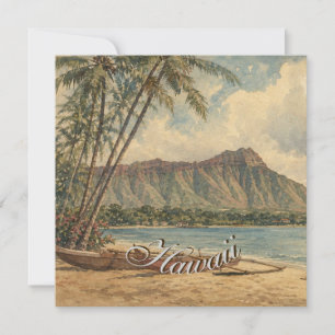 Tarjeta Festiva Estilo vintage hawaiano viaje costa mar