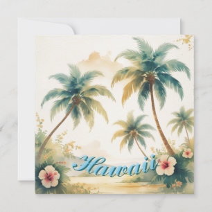 Tarjeta Festiva Estilo Vintage Hawaiano Viaje Honolulu