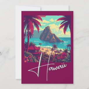 Tarjeta Festiva Estilo vintage hawaiano viaje Honolulu medio pacíf