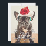 Tarjeta Festiva Estimado Papá Noel Podemos Explicar Las Cartas De<br><div class="desc">Graciosas tarjetas de fotos navideñas con tu foto favorita. Dice "Querido Santa, puedo explicarlo... ". Puede modificar el texto si prefiere decir "podemos explicar". Personalízalo con tu nombre, nombre de mascota o apellido en el reverso. Puede personalizar del color del fondo. Ilustrado con giros modernos, marcos y tipos de letra....</div>