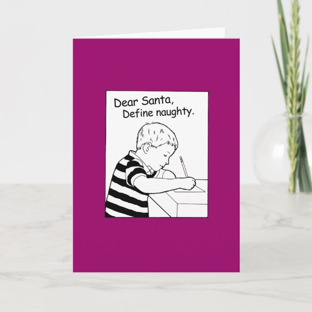 Tarjeta Festiva Estimado Santa. Defina travieso (Anverso)