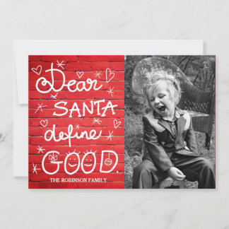 Tarjeta Festiva Estimado Santa define buen guión Foto ladrillo roj