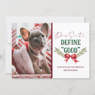 Tarjeta Festiva Estimado Santa Define "Buena" Foto De Navidades Cu