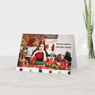 Tarjeta Festiva "Estimado Santa, define bueno "