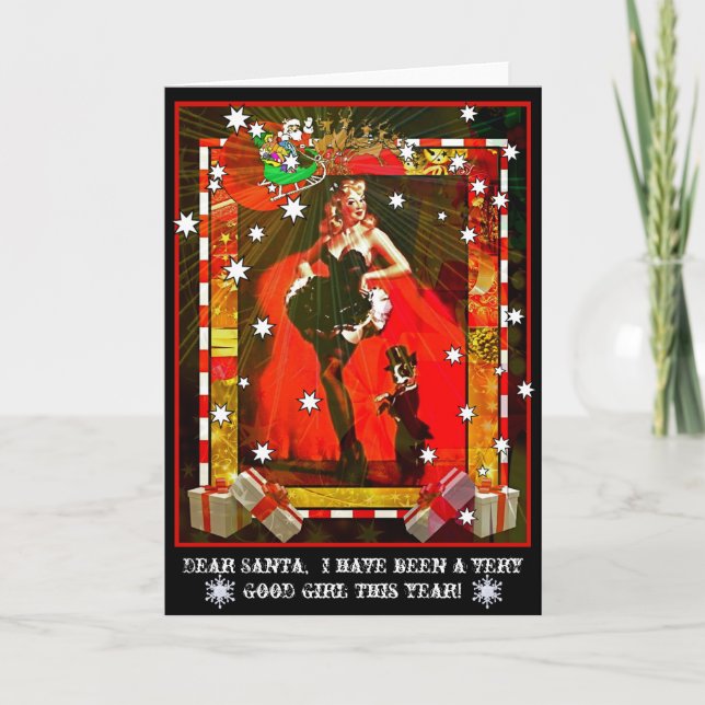 Tarjeta Festiva Estimado Santa, he sido un chica muy bueno (Anverso)