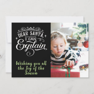 Tarjeta Festiva Estimado Santa/Navidades/Tarjeta de dos caras/Negr