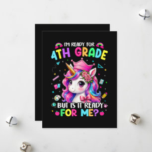 Tarjeta Festiva Estoy listo para el unicornio de 4to grado primer 