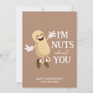 Tarjeta Festiva Estoy loco por ti humor de cacahuetes del día de S