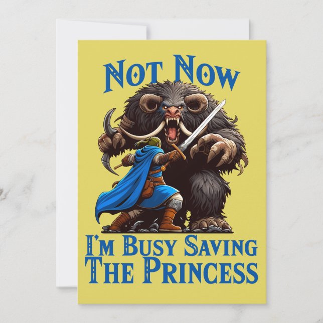 Tarjeta Festiva Estoy ocupado salvando a la princesa (Anverso)