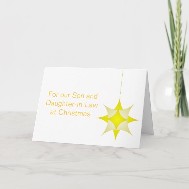 Tarjeta Festiva Estrella Amarilla Y Navidades Hijos-Cuñados (Anverso)
