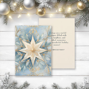 Tarjeta Festiva Estrella azul de Navidades de oro de época