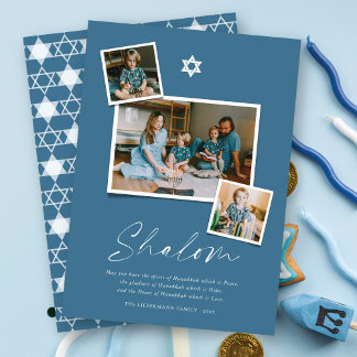 Tarjeta Festiva Estrella Blanca Shalom De David 3 Foto Simple Hanu