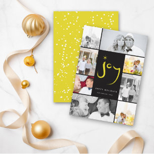 Tarjeta Festiva Estrella de caligrafía de alegría de broche Lemon