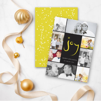 Tarjeta Festiva Estrella de caligrafía de alegría de broche Lemon