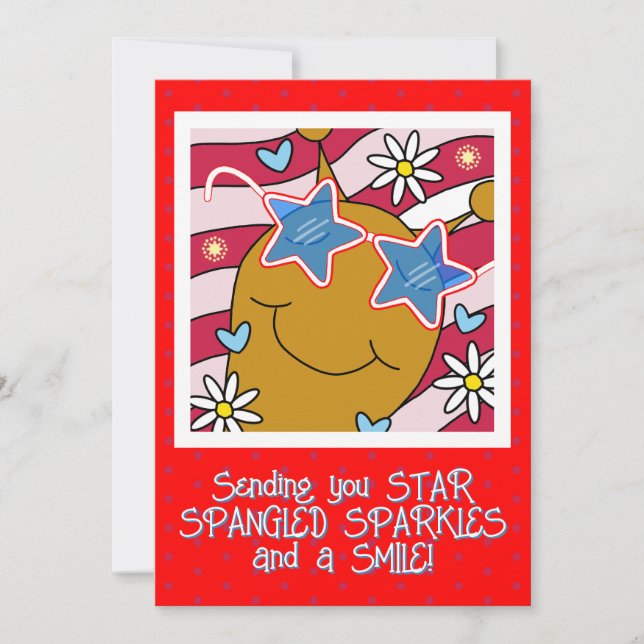 Tarjeta Festiva Estrella de caracol deslizada sonrisas el 4 de jul (Anverso)