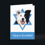 Tarjeta Festiva Estrella de David en Hanukkah - Collie fronterizo<br><div class="desc">Lo que podría hacer que decir Feliz Hanukkah sea más divertido que tener a este perro de la frontera de Collie usando un Yamaka rodeado por la Estrella de David. Este fantástico diseño vacacional hará las delicias de tus amigos y familiares, así como de otros amantes del perro. Este diseño...</div>