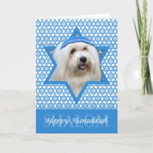 Tarjeta Festiva Estrella de David en Hanukkah - Coton de Tulear