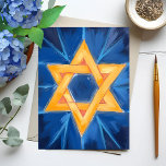Tarjeta Festiva Estrella de David Hanukkah Blue Watercolor<br><div class="desc">Estrella de David Hanukkah Blue Watercolor Tarjeta de vacaciones - ¡Feliz Hanukkah!</div>