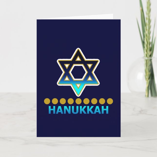 Tarjeta Festiva Estrella De Hanukkah De David Menorah (Anverso)
