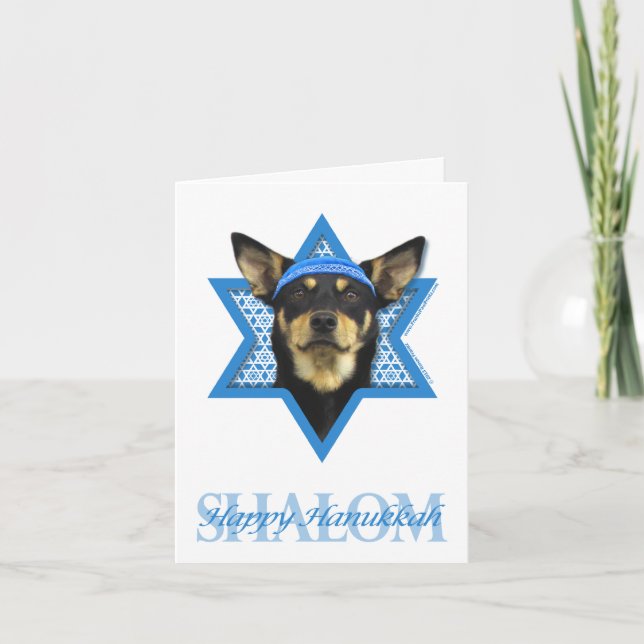 Tarjeta Festiva Estrella de Jánuca de David - Kelpie australiano (Anverso)