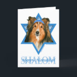 Tarjeta Festiva Estrella de Jánuca de David - Sheltie<br><div class="desc">Qué podría hacer decir Jánuca feliz más diversión que teniendo este perro de Sheltie el llevar de un Yamaka rodeado por la estrella de David. Este diseño caprichoso del día de fiesta estará seguro de encantar a sus amigos y familia así como otros amantes animales. Este diseño está disponible adentro...</div>