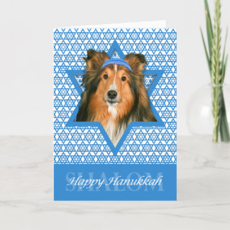 Tarjeta Festiva Estrella de Jánuca de David - Sheltie
