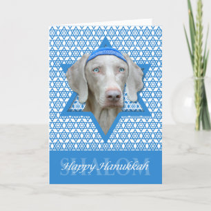 Tarjeta Festiva Estrella de Jánuca de David - Weimaraner