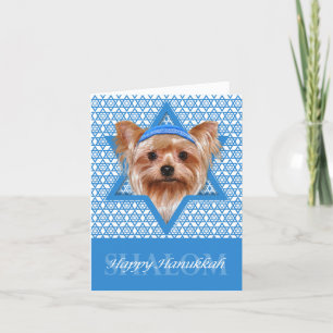 Tarjeta Festiva Estrella de Jánuca de David - Yorkshire Terrier